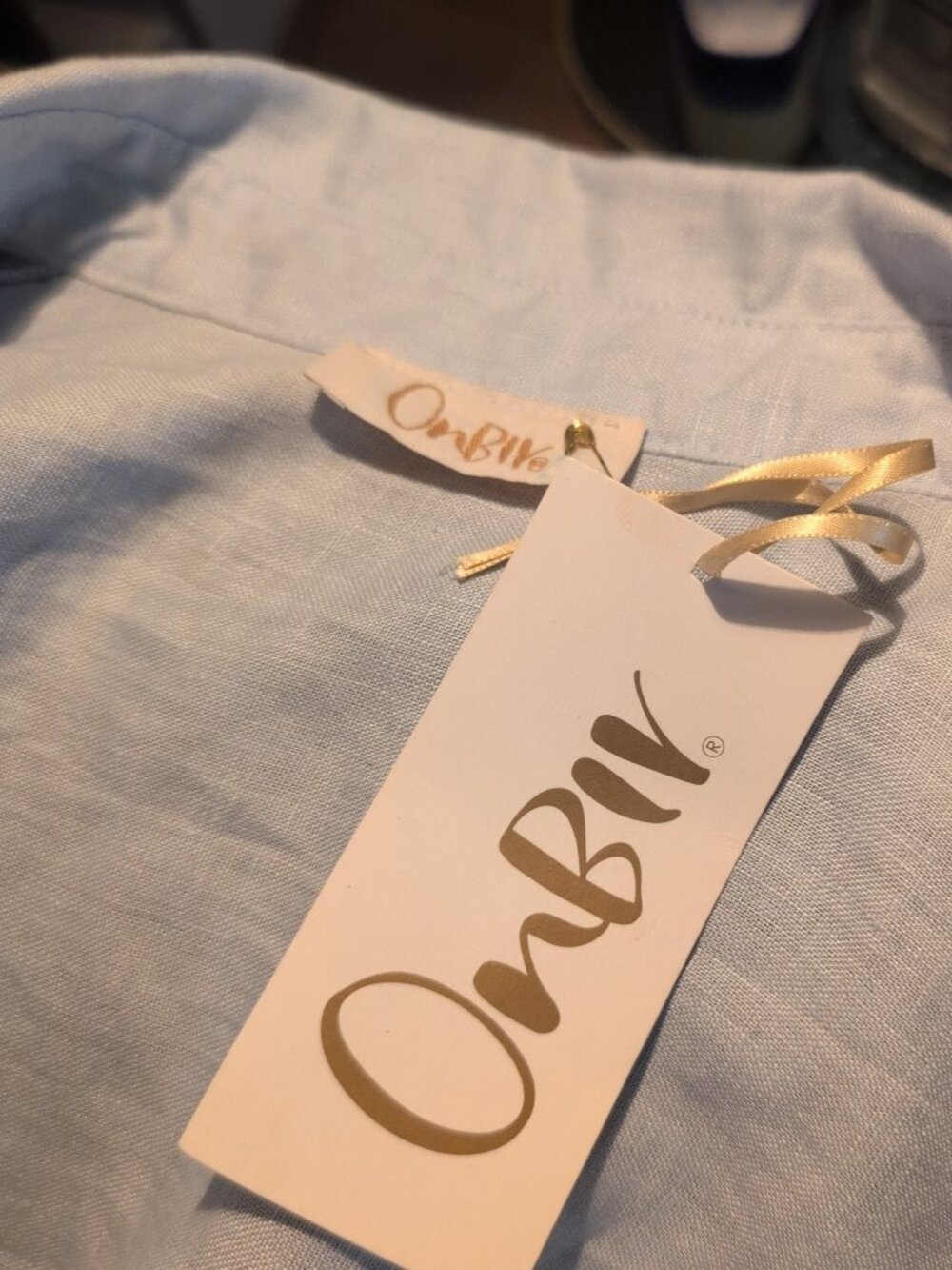 OnBir 100% Lite Blue Linen Dress NWT One Size - Picture 10 of 12